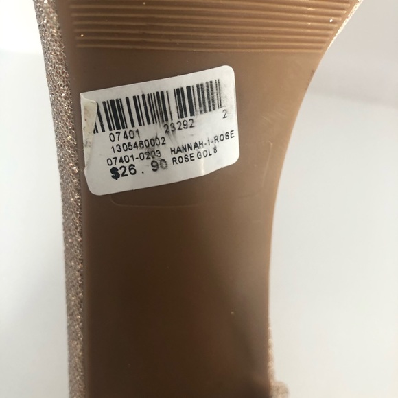 NWT Round open toe single strap Windsor high heeled sandals 8 rosegold glitter - Picture 13 of 15